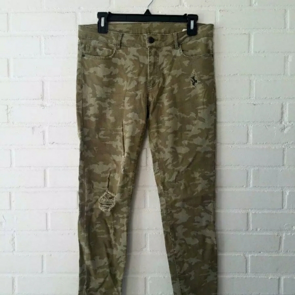 ZARA Green Camo Camouflage light Skinny Jean EUC 8 - Picture 4 of 6